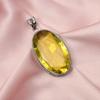 Подвеска из желтого сапфира с серебряной цепочкой, подвеска из стерлингового серебра 925 пробы