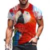 Fashion Colour Painting Parrot Graphic T Shirts Summer Men Casual Trend 3D Printed Short Sleeve Hip Hop Harajuku Streetwear Tees