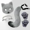 Faux Fur Fox Tail Set Cat Wolf Cosplay Costume Plush Masque Fluffy Paw Gloves Halloween Christmas Party Role-Playing Accessories