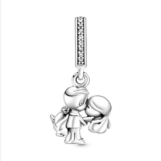 925 Sterling Silver Little Boy &Little Girl Charm Fit Sweet 3mm Bracelet &Bangle Making Fashion Diy Jewelry For Women