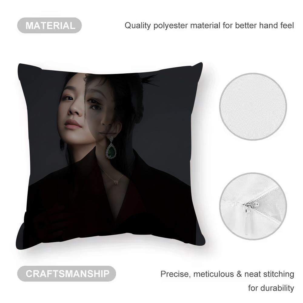 Tang Wei Actress Cushion Cover Anti-Dustmite Pillowcase Invisible Zipper Silky Short Plush Sofa Cushion Cover