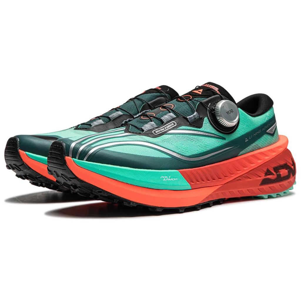 Li Ning De Lucas PRO Амортизирующие Нескользящие Низкие Беговые Кроссовки Мужские Черно-Зелено-Оранжевые ARNU001-8