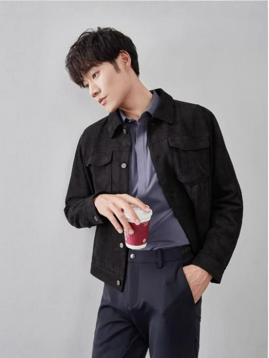 Men's British Style Suede Velvet Jacket, Autumn/Winter, Light Luxury Casual Business, High-End Feel, Windproof Lapel Coach Top