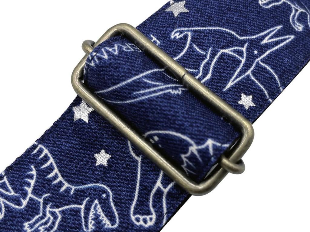 Spice Note Guitar Strap, PP50 Series Dinosaur, Polypropylene Fabric, Denim-Style Print, Made In Japan, Length 820mm-1450mm, Blue, ES-PP50DSPBLU