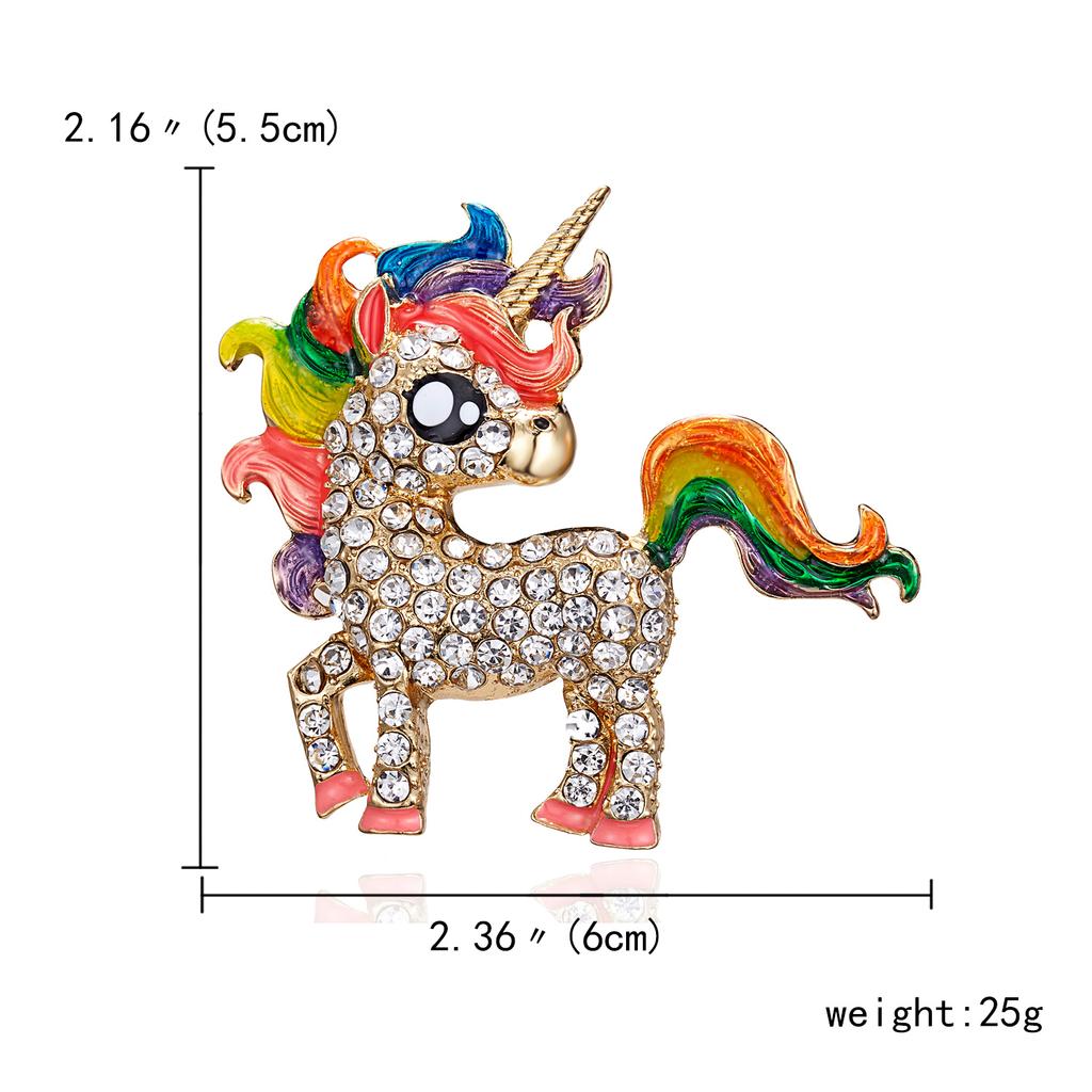Rinhoo Rainbow Color Rhinestone Horse Brooches For Women Animal Cute Cat Koala Lovely Hedgehog Pet Party Jewelry Gift Lapel Pins