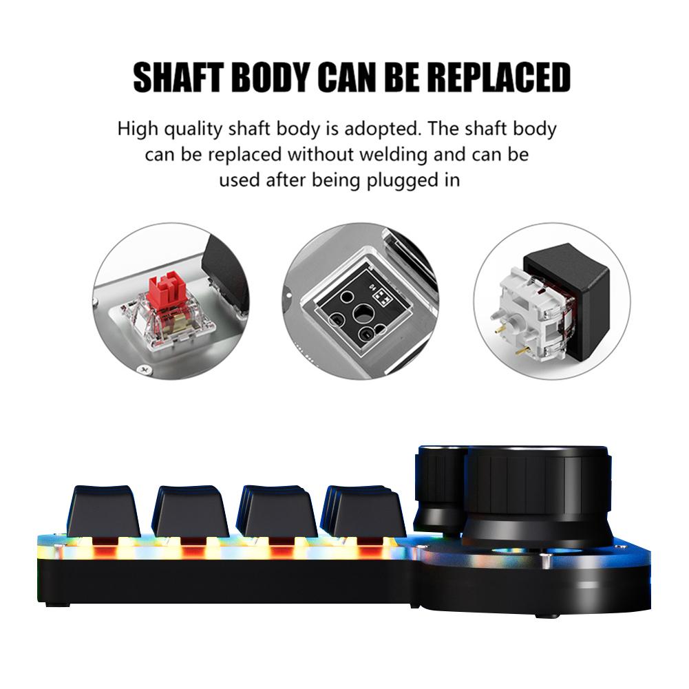 Программируемая кастомная клавиатура RGB 12 клавиш 4 ручки Макро-клавиатура Hot-swap USB Проводная/Bluetooth-совместимая Механическая клавиатура