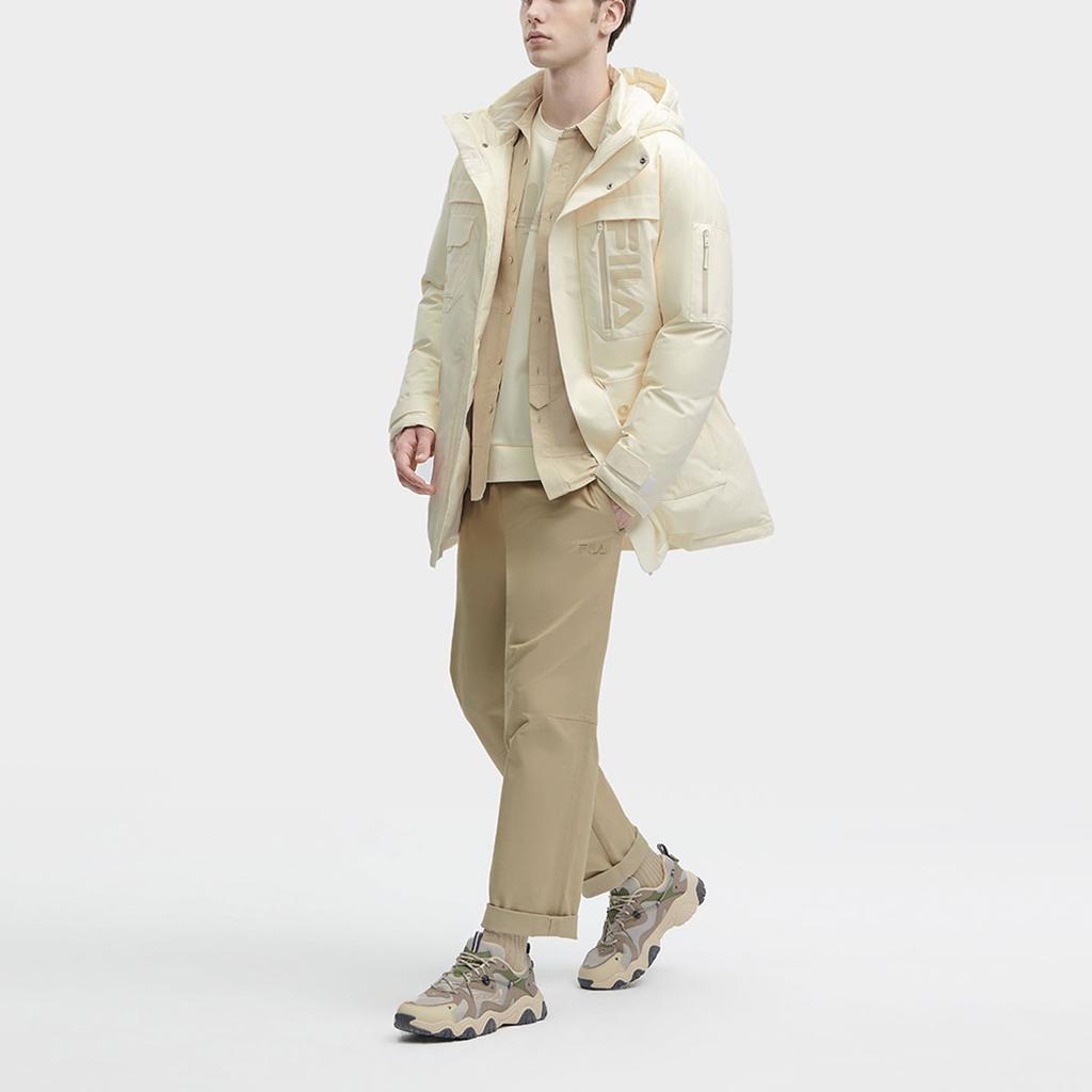 Fila Мужская повседневная куртка-пуховик средней длины с капюшоном и логотипом, верхняя одежда, мягко-белый F11M349904F-IV