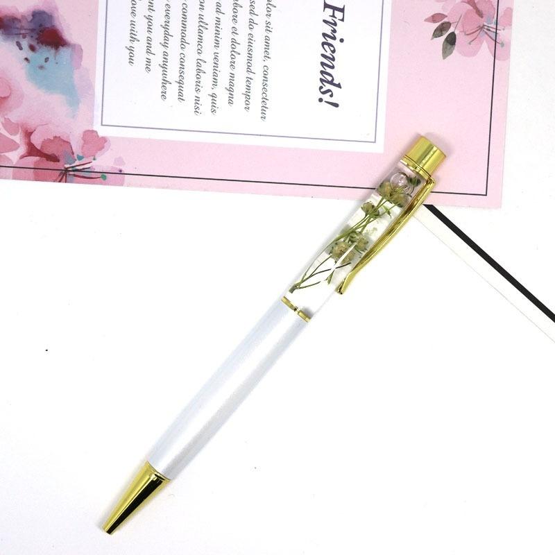 1 шт., креативная шариковая ручка, металлические шариковые ручки, канцелярские товары, ручки розового, золотого, розового золота, динамическая ручка с жидким цветком