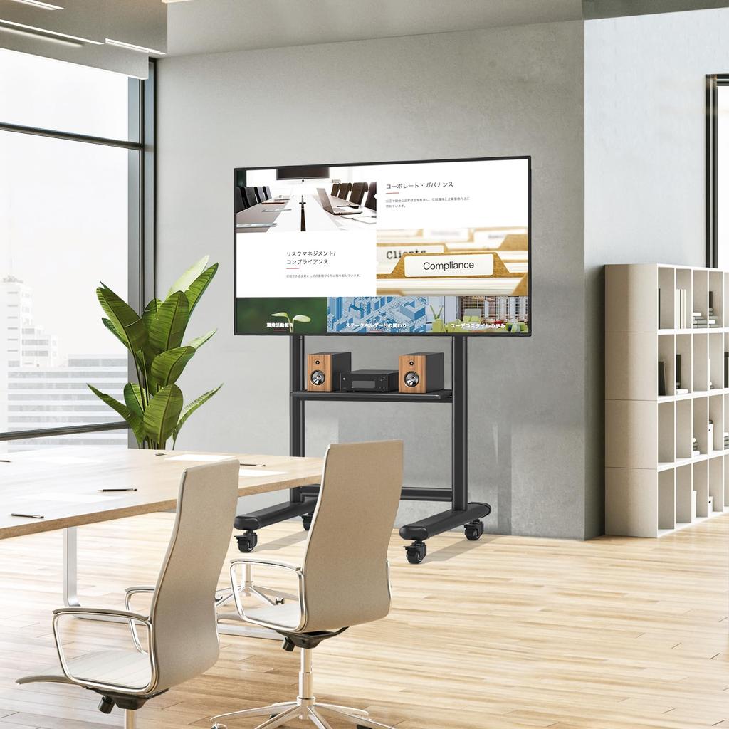 Rfiver TV Stand with Large TV High TV Compatible with Load Capacity 68 TV Stand with Movable Display Black Cord with Shelf for Company Display Use