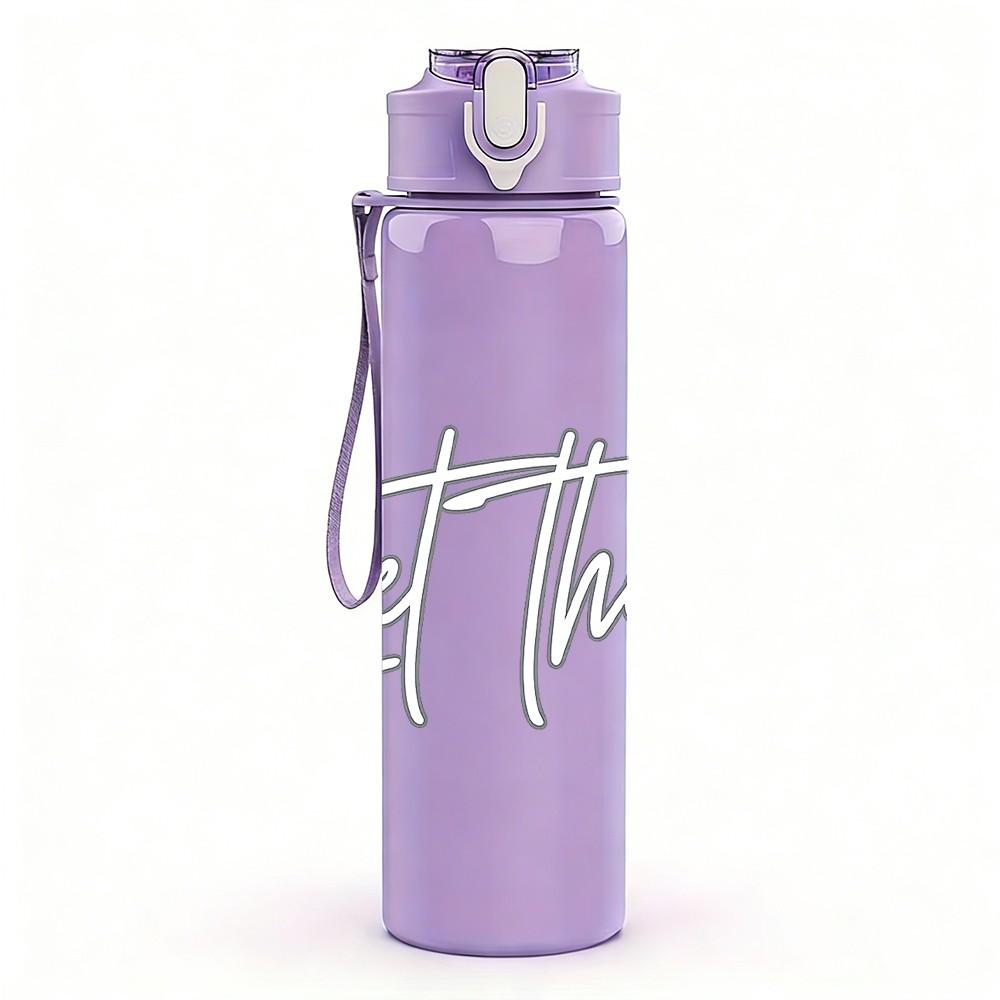 1PC Let Them Minimal Letter Art Print 750ml Color Plastic Sports Water Bottle Leakproof Flip Straw Lid Suitable for Sports Office Home Use