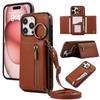 Crossbody Wallet Ring Zipper Leather Case for iPhone 16 15 14 13 12 11 Pro Max XS MAX Samsung S25 S24 S23 S22 S21 Ultra Plus FE A16 A56 A15 A55 A54