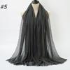 New Fashionable Women's Long Crinkled Cotton Linen Scarf with Tassel Edge - Solid Color Shawl