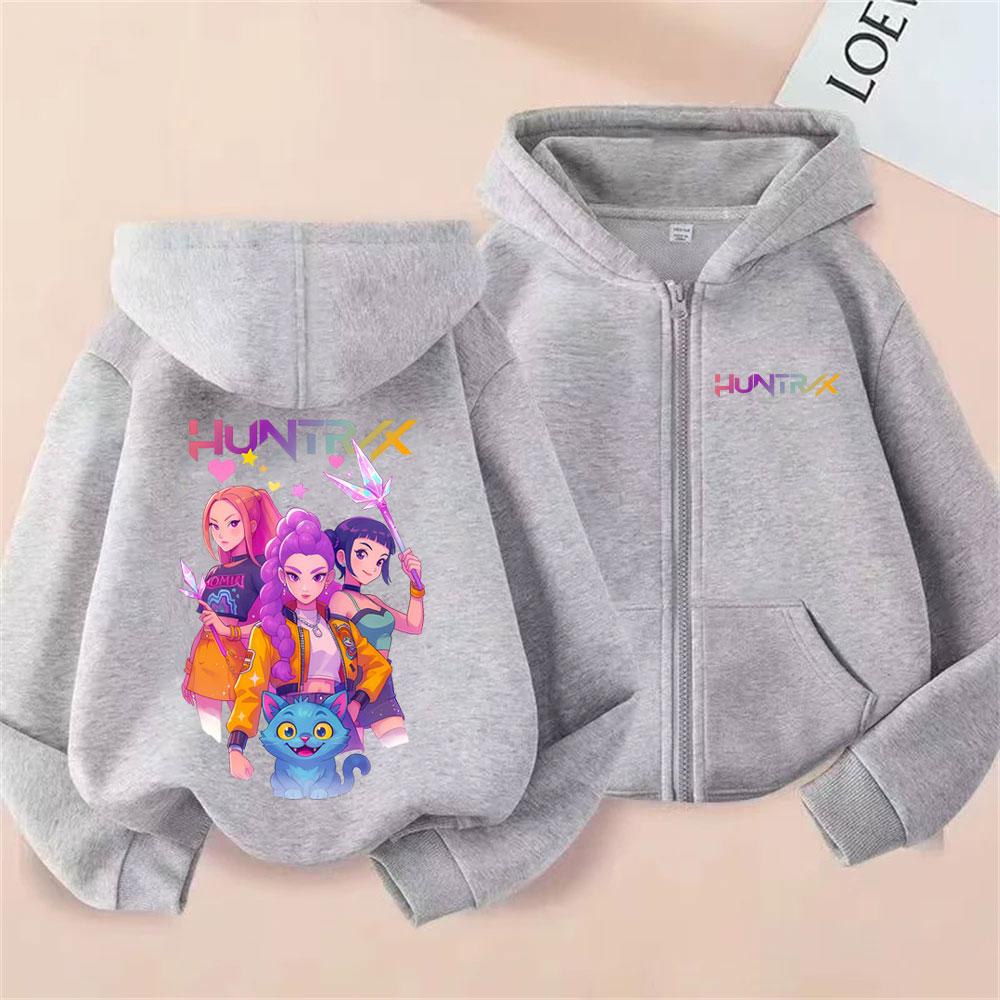 Kpop Охотники на демонов Руми Мира Зои Дерпи Тигр Толстовка на молнии Мужская Женская Мода Оверсайз Уличная одежда Мужские Повседневные Толстовки на молнии