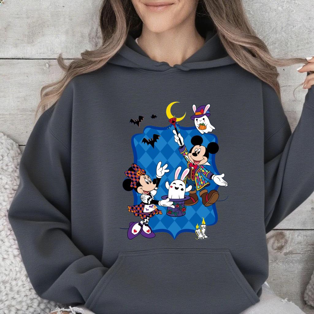 Disney Parent-child Clothing Multi-color Optional Men's and Women's Hooded Sweater Mickey Halloween Couple Clothing Holiday Gift