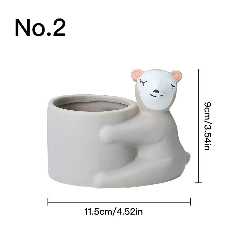 Cute Animal Flower Pot Ceramic Planter Home Decor Desktop Art Ornaments Bonsai Succulent Pot Plant Pot Garden Decoration