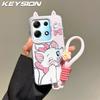 KEYSION Милый мультяшный чехол с ушками для Infinix Note 30 4G со шнурком, мягкий силиконовый + ПК противоударный чехол для телефона для Infinix Note 30 5G