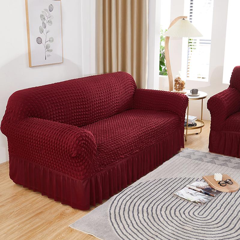 High Elastic Bubble Grid Sofa Cover 1/2/3/4 with Skirt Hem, All Season Universal Pet Anti Dirt