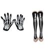 Women's Halloween Scary Skeleton Print Party Gloves Socks Set Two-piece Suit