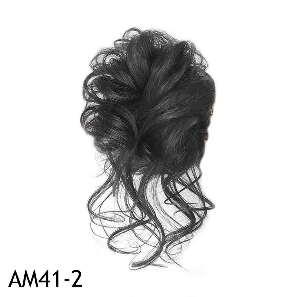 Hair Bun Hairpiece Dark Brown Messy Bun Hair Extension Women Wavy Curly Updo Scrunchie Elastic