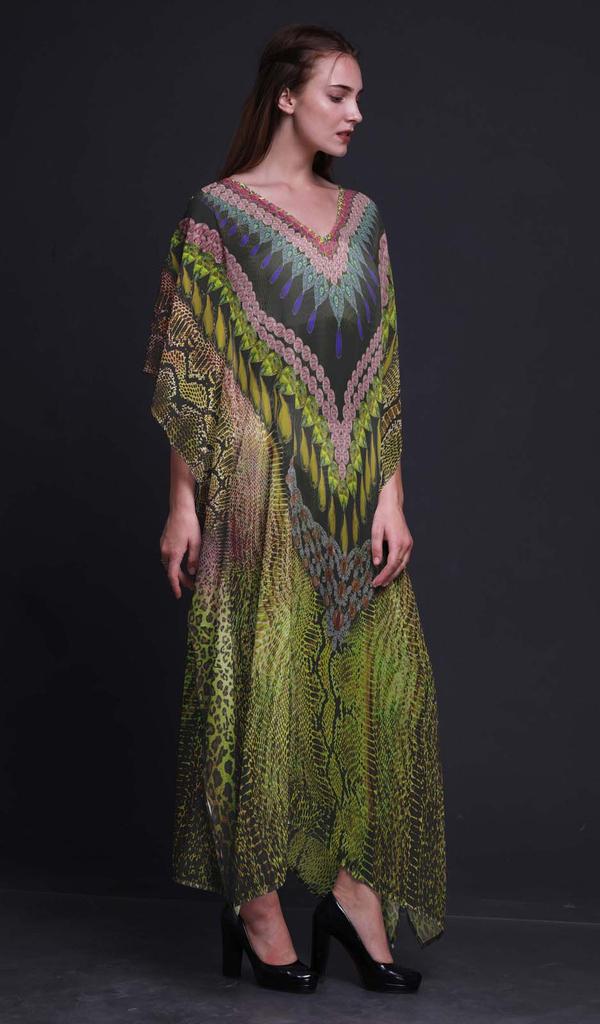 Phagun Snake Animal Skin Womens Long Beach Kaftan Beachwear Bikini Coverup Maxi