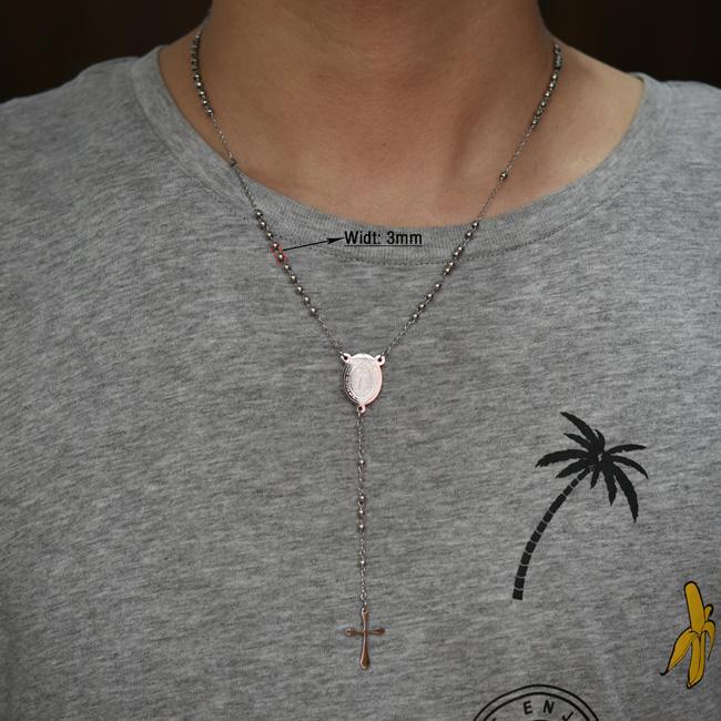 Нержавеющая сталь Розарий Ожерелье для Мужчин Женщин Религиозный Шарик Бусины Цепочка Христианский Монета Крест Подвеска Иисус Ювелирные Изделия Аксессуары