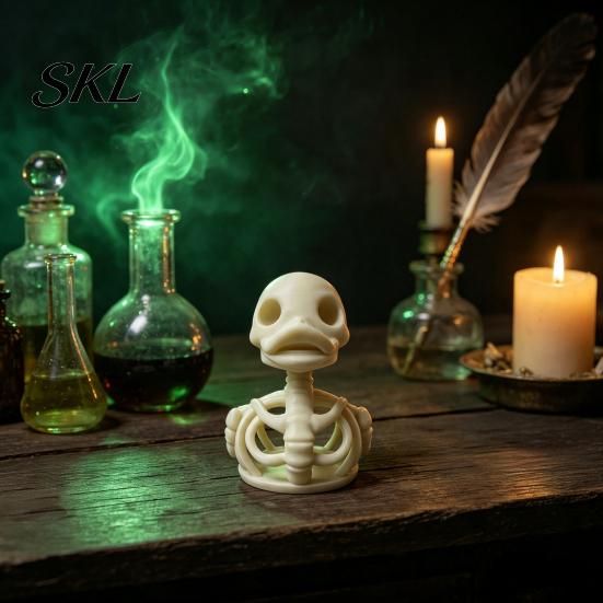 Gothic Desktop Decor 3D Printed Skeleton Duck Figurine, Statue, Animal Sculpture Archaeological Figure for Halloween Party Props & Unique Home Display