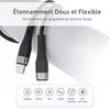 Câble USB-C vers USB-C Charge Rapide 60W pour Samsung Galaxy A16 A15 A14 A13 A25 A35 A55 A53 A05s A36 - Noir 1M