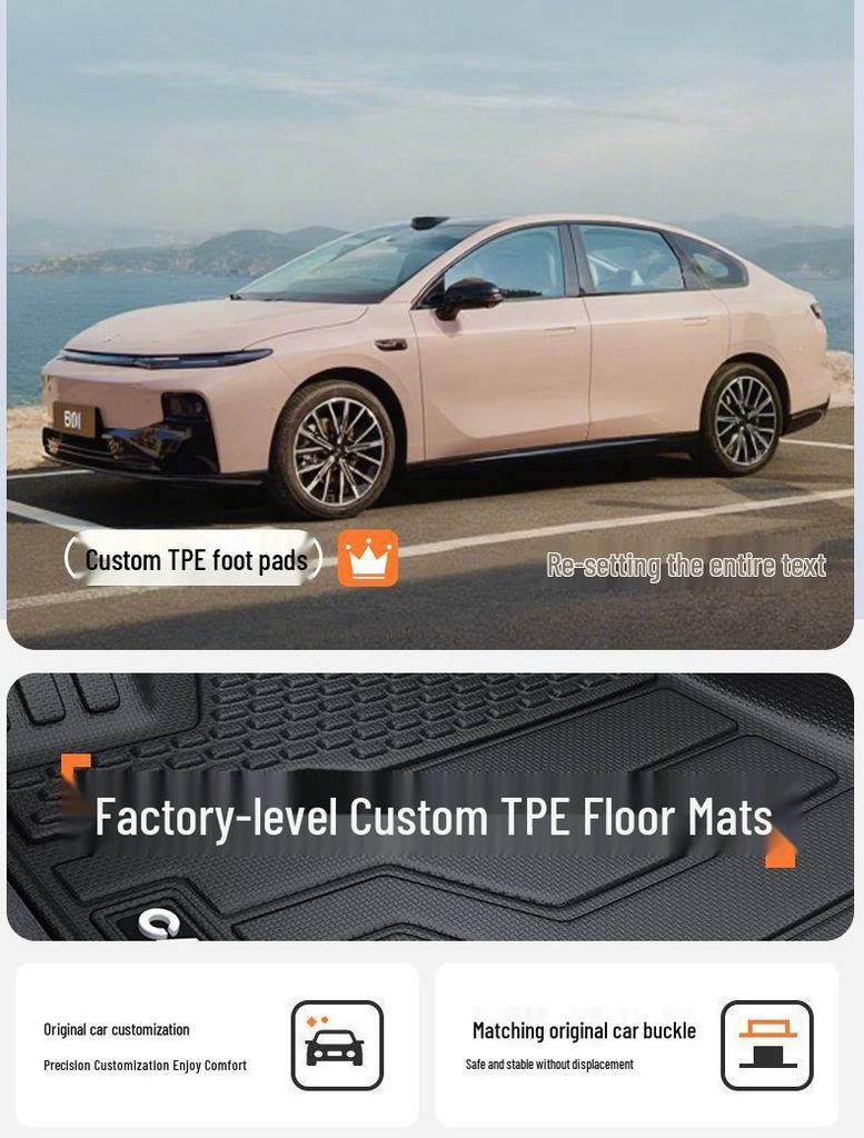 Комплект ковриков для пола Leapmotor B01: TPE Полный Комплект, Задний Ряд и Багажник, Водонепроницаемый, Новый Стиль.