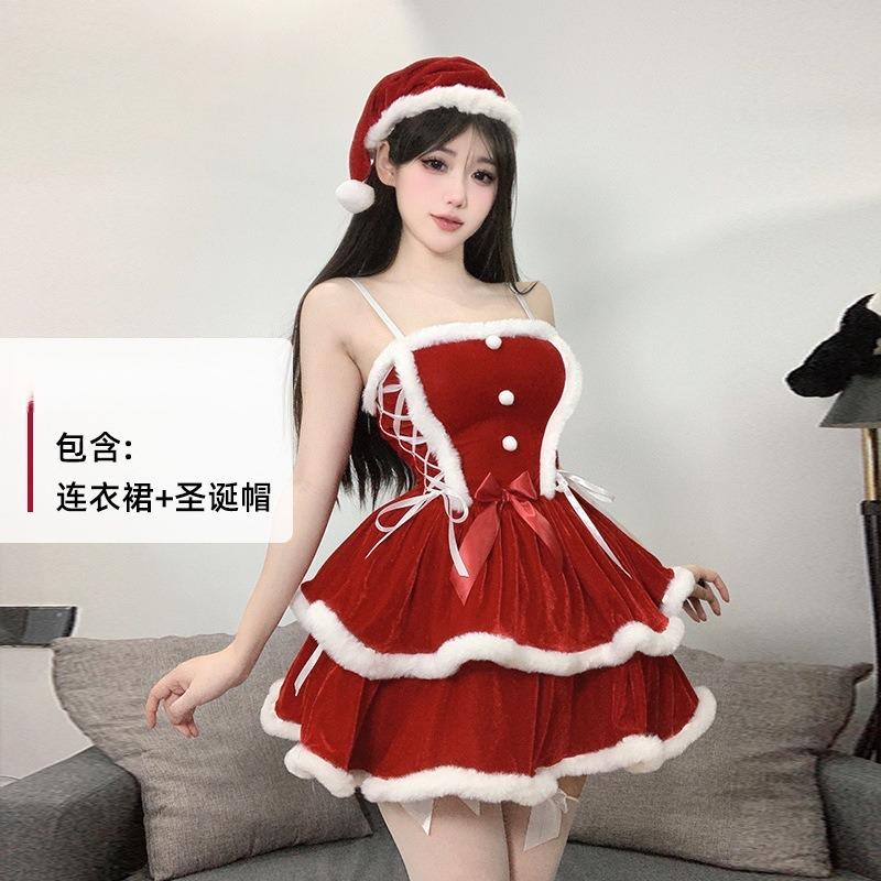 Сексуальное женское белье сексуальный рождественский костюм красное платье-топ-труба костюм зайчика для шоу-герл