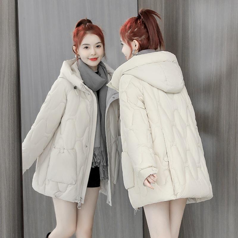 Polyester cotton clothes women's medium and long winter new loose thickened cotton clothes women's bread clothes warm jacket