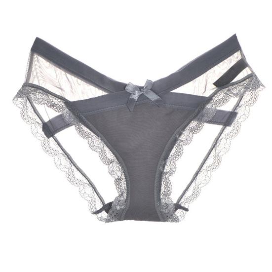 Women's Sexy Panties Lace See Through Underwear Low Rise Thin Mesh Sheer Underpants Breathable Bikini Briefs