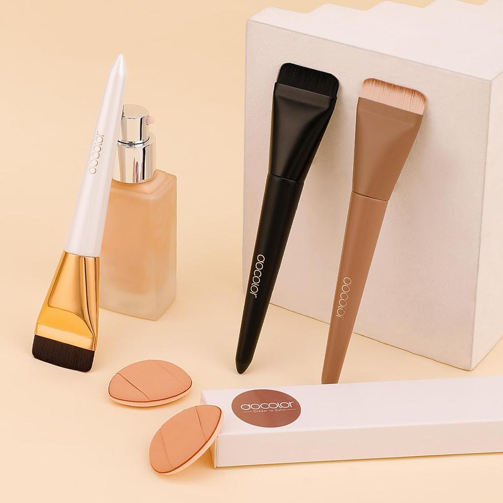 Docolor Docolor Популярная кисть для макияжа, косметическая кисть для тональной основы для жидких средств, мягкое волокно, легко переносимый инструмент для макияжа, кисть, кисть, плоская, ультратонкая,