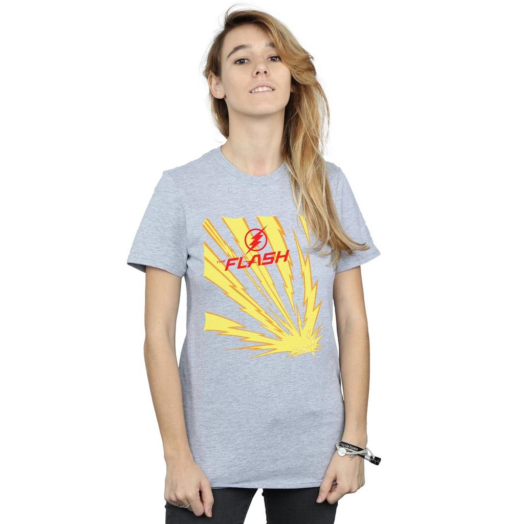 DC Comics Womens/Ladies The Flash Lightning Bolts Cotton Boyfriend T-Shirt
