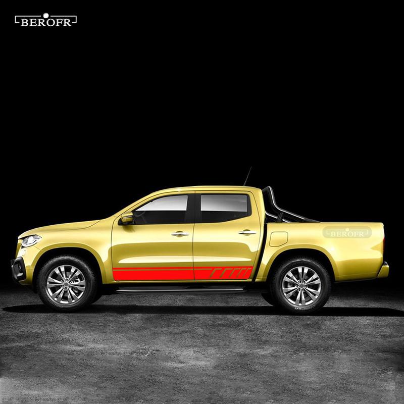2 шт. для Mercedes Benz X Class W470 Автомобильная наклейка Стайлинг боковой двери Спортивная гоночная полоса Юбка Виниловая наклейка на кузов Длинная наклейка Аксессуары
