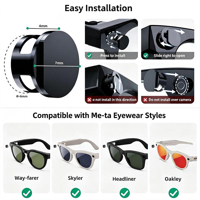 Регулируемая светозащитная крышка для умных очков Ray-Ban Meta HSTN для велоспорта