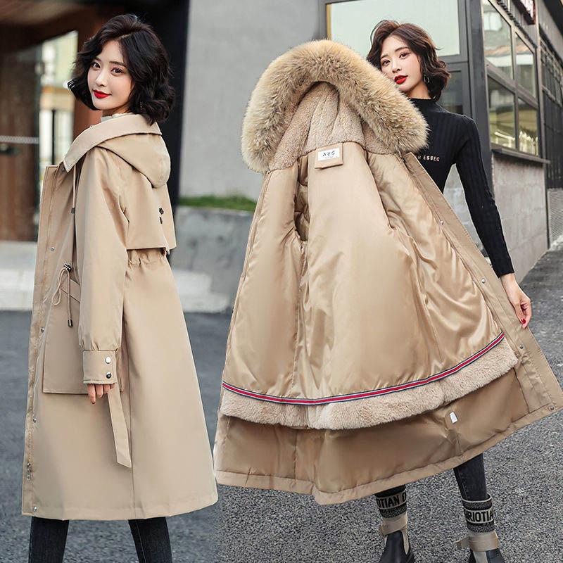 Однослойная трехслойная женская куртка средней длины со съемной подкладкой, хлопковая стеганая куртка с бархатной утолщенной талией, стеганая куртка