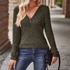 Autumn Solid Color Pit Stripe Brushed Casual V-neck Spliced Zipper Long Sleeved Base Shirt