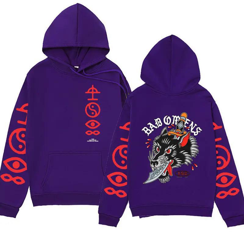 Толстовка с капюшоном и двухсторонним принтом рэпера Bad Omens Band