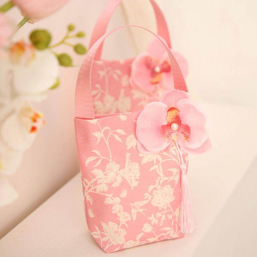 Butterfly Orchid Flower Pendant Wrist Hand Bag Korean Style Wedding Candy Bag  Female/Girls