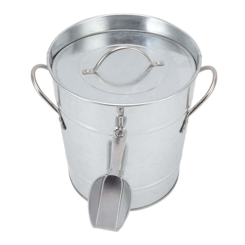 Ice Bucket Round with Ice Shovel Galvanized Sheet Plastic Beer Chiller Bin for Bar Home
