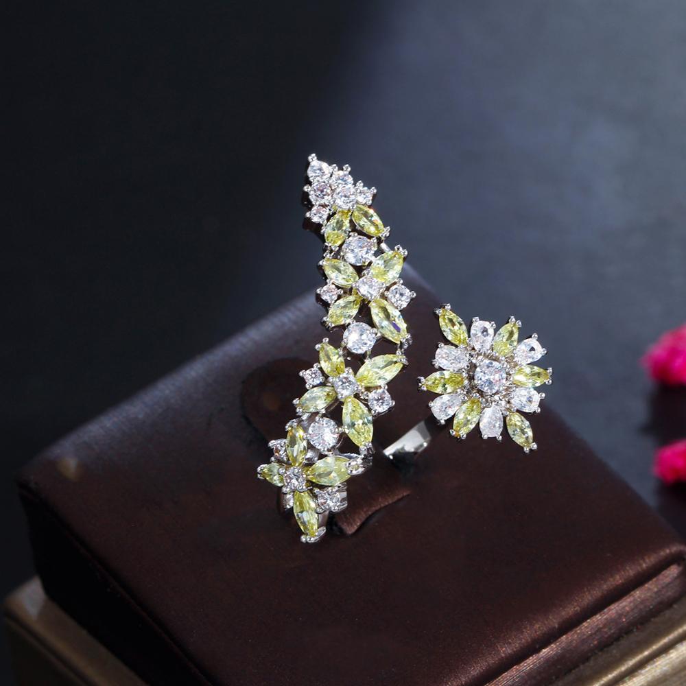 Ювелирные изделия CMM, блестящие кольца с кубическим цирконием, регулируемые цветочные кольца на большие пальцы для женщин