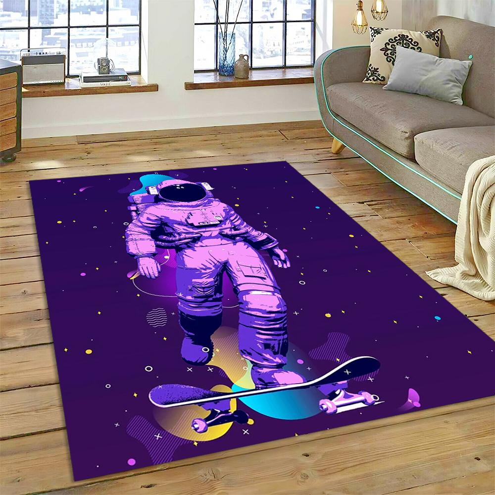 Outer Space Astronaut Universe Spaceman Cartoon Carpet Rug for Home Living Room Bedroom Sofa Doormat Decor,Kid Area Rug Non-slip
