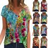 Popular Women'S Pullover V-Neck Digital Printed Top Summer Short Sleeve Loose Women'S T-Shirt