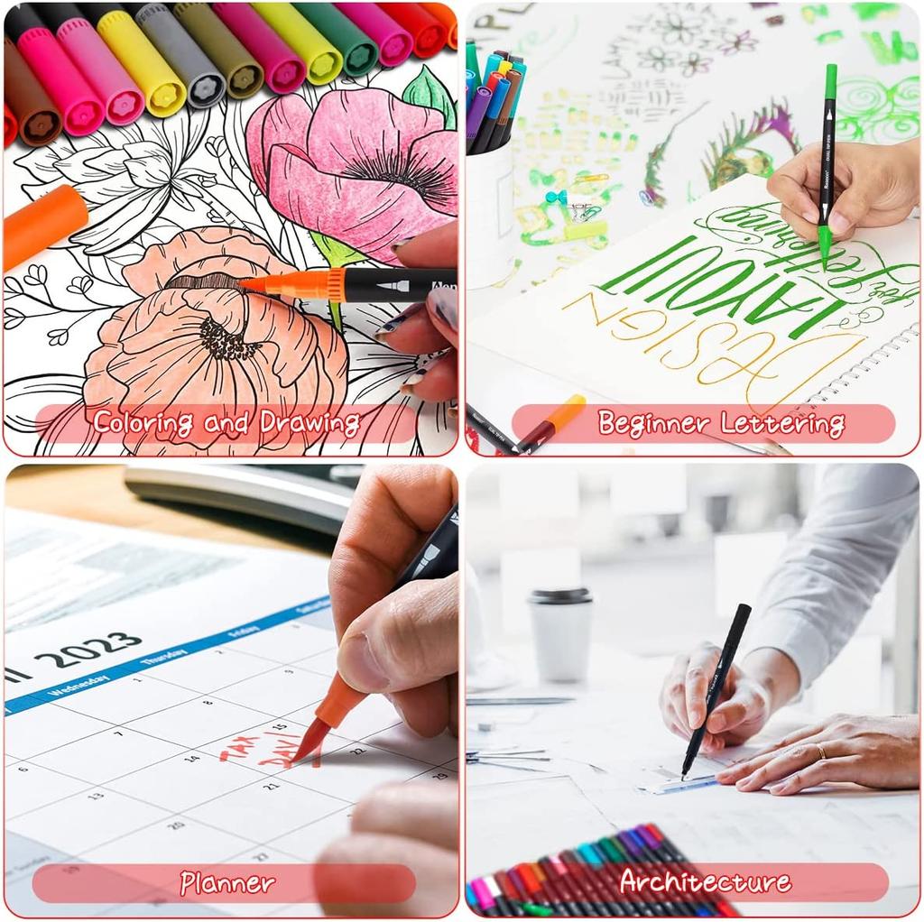 12-120 Colors Felt Tip Drawing Watercolor Art Markers Pen Dual Brush Fineliner Colouring Pen Set for Calligraphy Painting