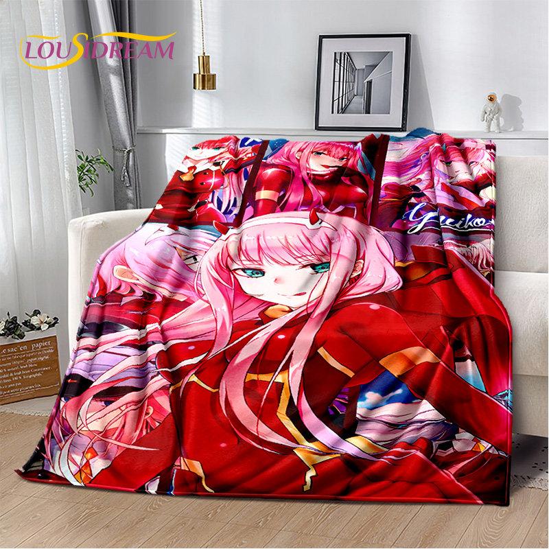 Zero Two DARLING In The FRANXX Soft Plush Blanket,Flannel Blanket Throw Blanket for Living Room Bedroom Bed Sofa Picnic Cover 3D