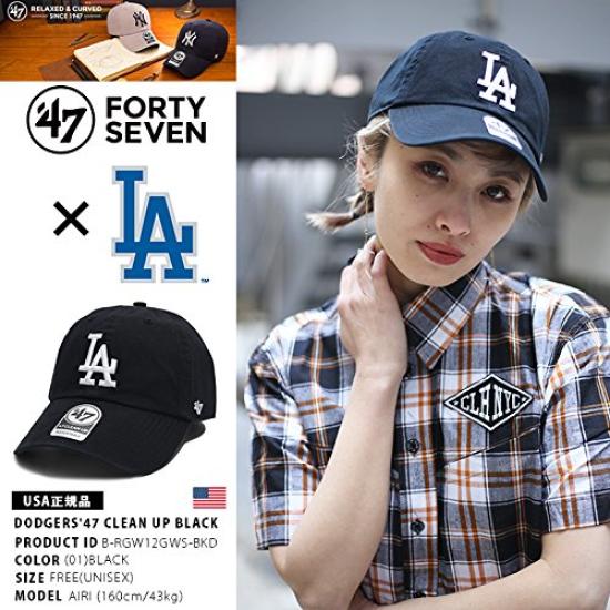 47BRAND Низкая кепка Los Angeles Dodgers Коллаборация MLB Главная лига бейсбола Аутентичная Размер F [B-RGW12GWS-BKD] Кепка, Кепка, (01) Черный,