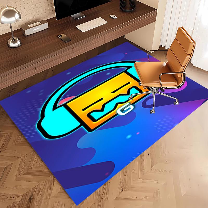 1pc Geometry Dash1 Print Area Rug - Soft, Washable Non-Slip Indoor Mat, Living Room, Home Office Decorative Rug,Office Decorative