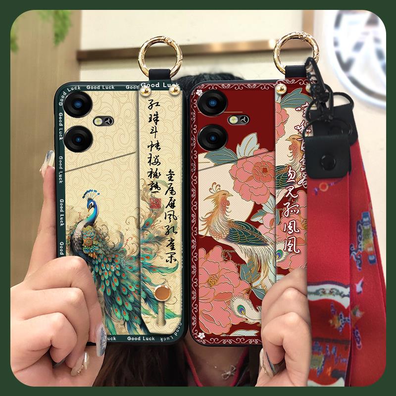 Противоударный чехол-подставка для телефона Tecno Pova Neo3/LH6N, модный, противоударный, с ремешком, задняя крышка, мягкий чехол, китайский стиль