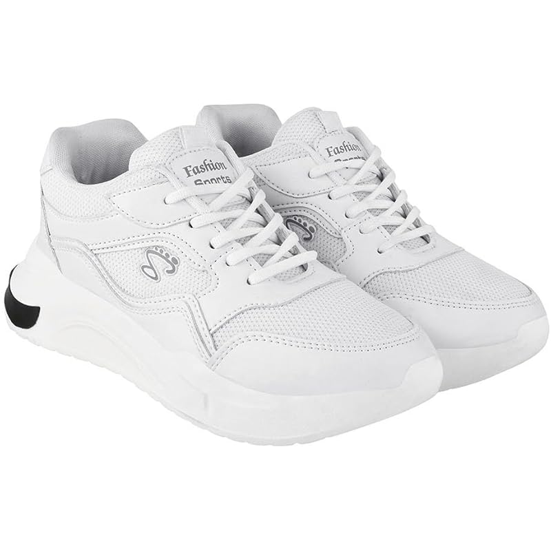 Shoetopia Lace-Up Comfortable White Sports Shoes For Women & Girls /Uk3-Eu36