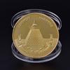 Gold Plated Egyptian Pyramid Commemorative Coin Souvenir Collection Challenge ADM